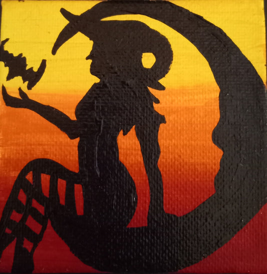 Witch on Moon Mini canvas Panel