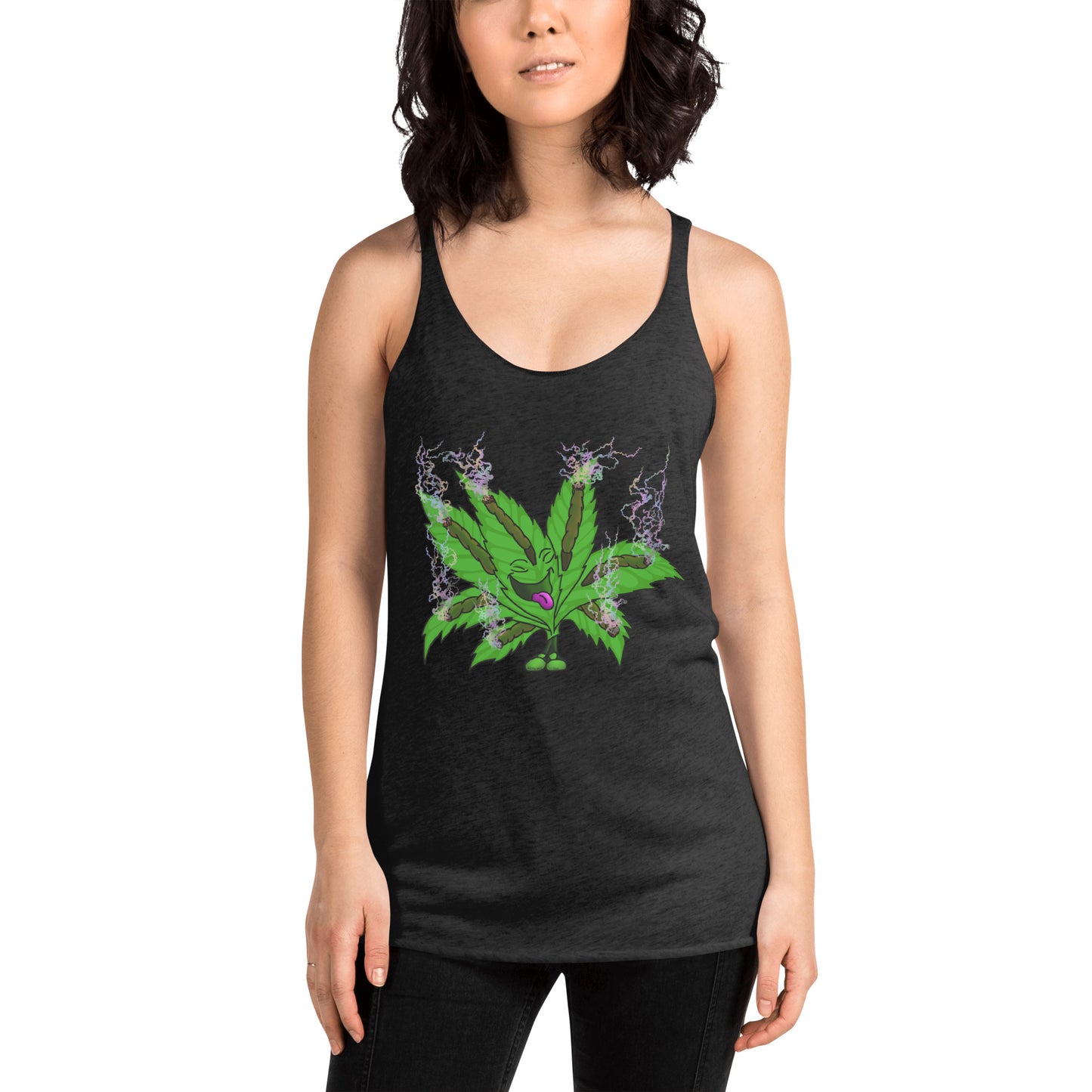 Happy pot leaf Women's Racerback Tank