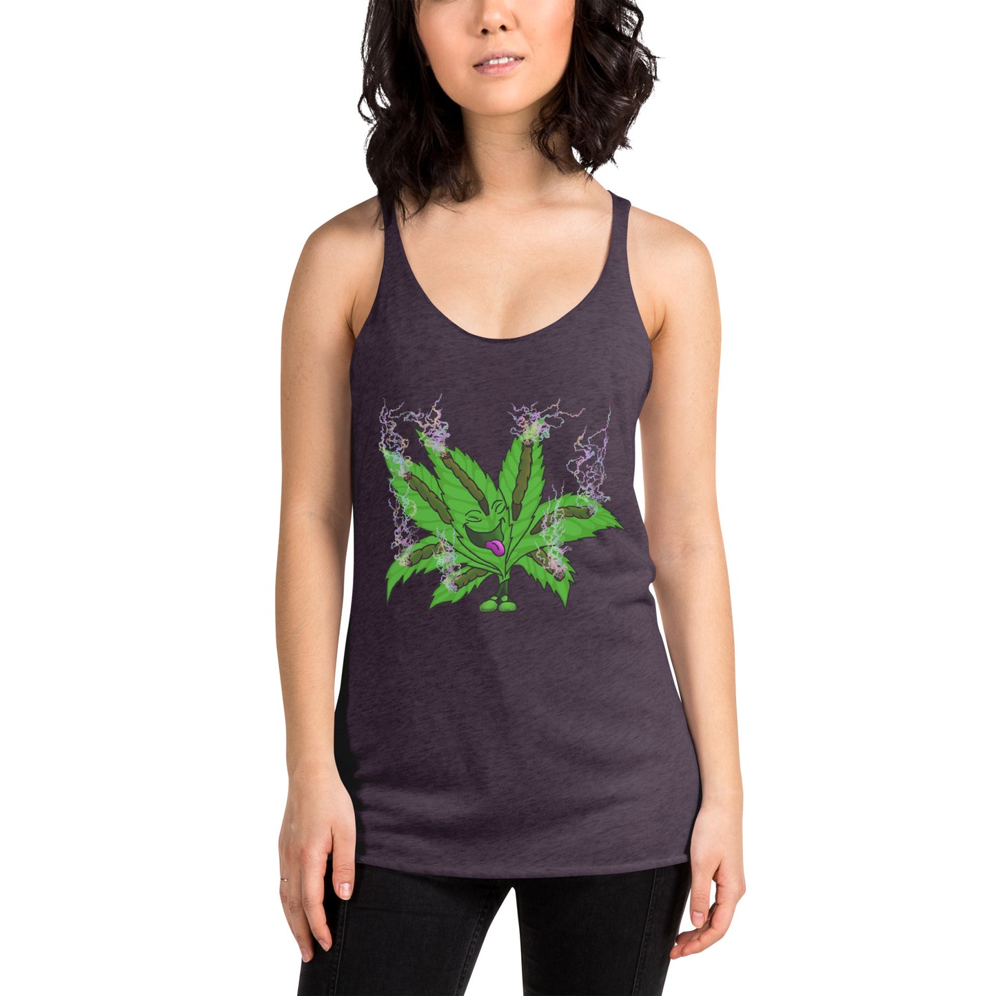 Happy pot leaf Women's Racerback Tank