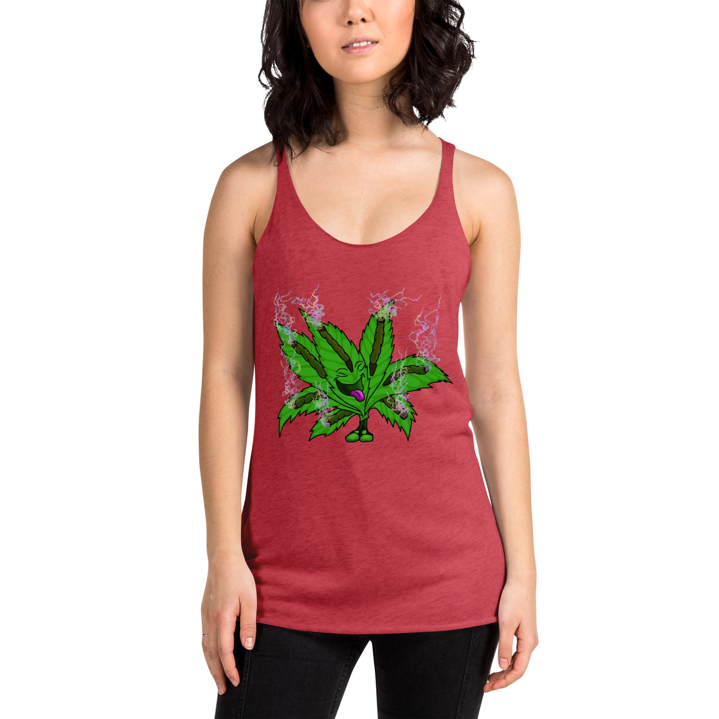 Happy pot leaf Women's Racerback Tank