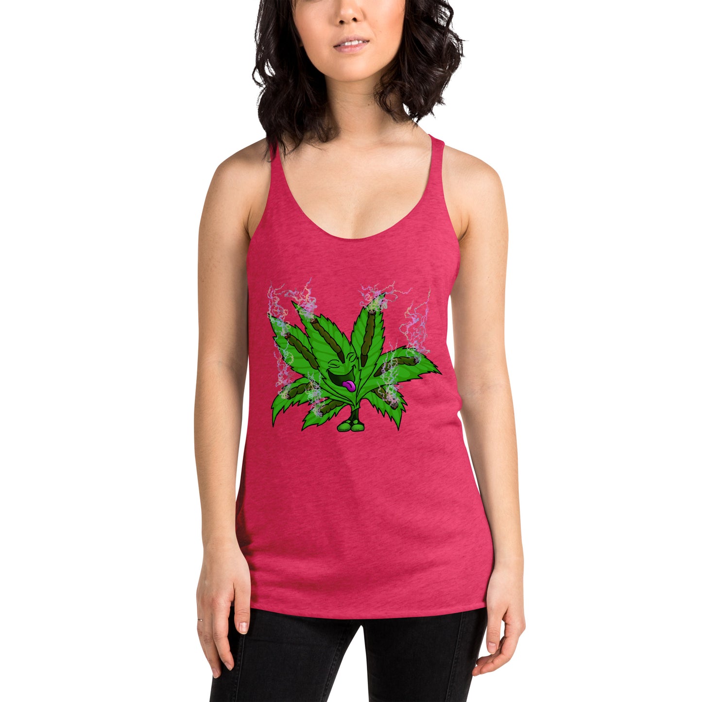 Happy pot leaf Women's Racerback Tank