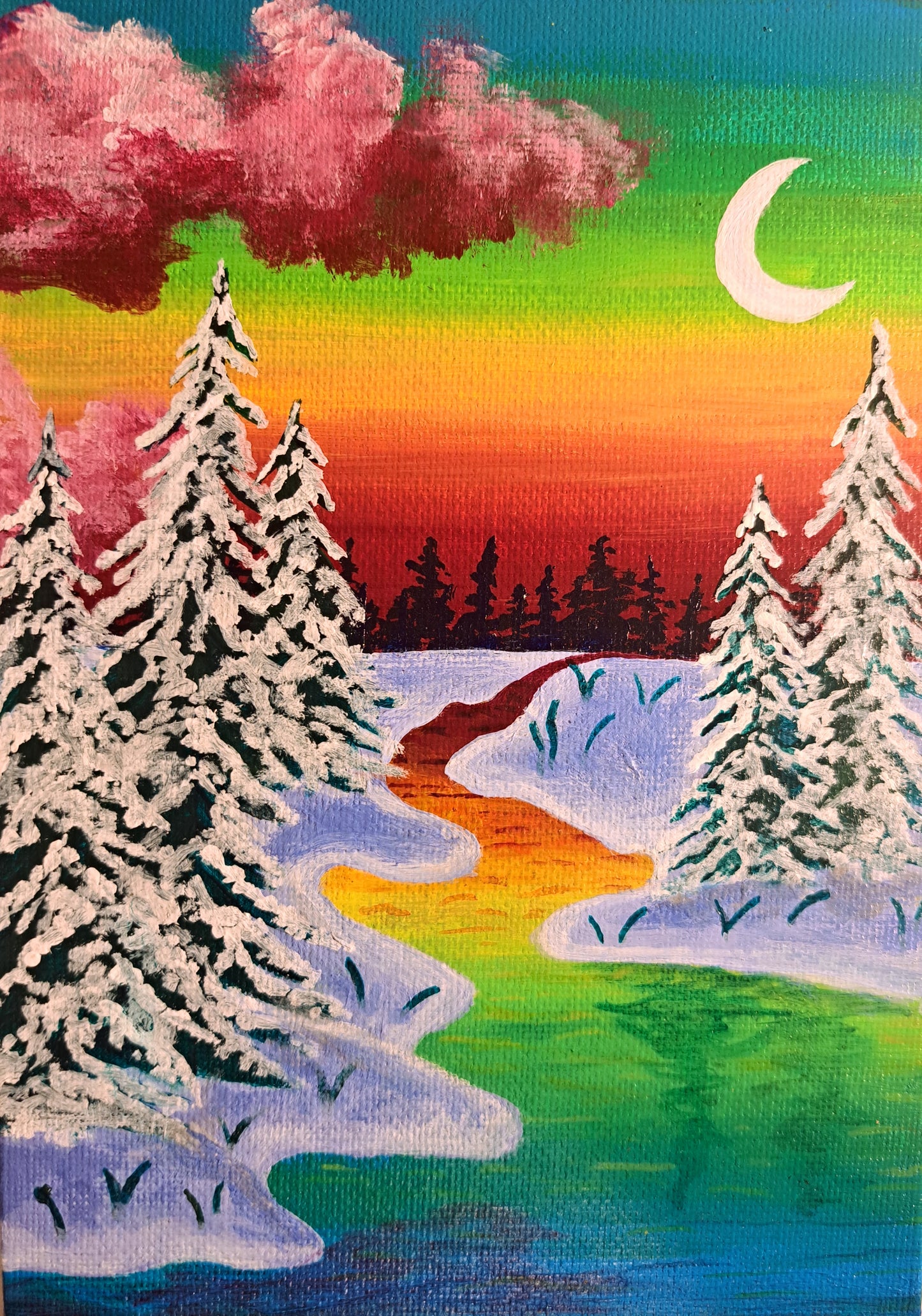 Rainbow forest Painting