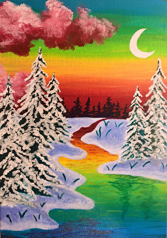 Rainbow forest Painting