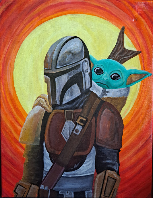 Mando and Grogu Painting