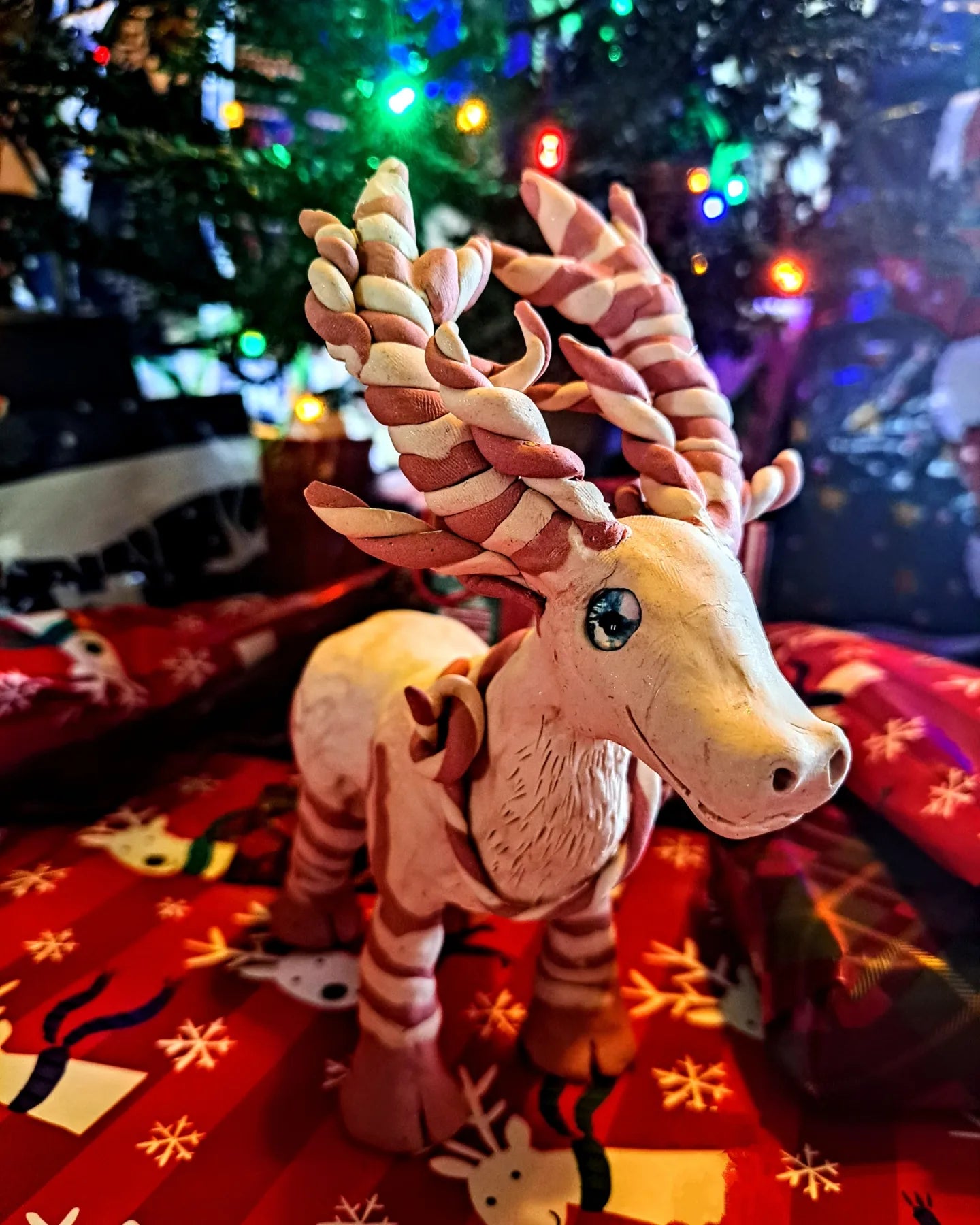 Candy Cane Reindeer Sculpture