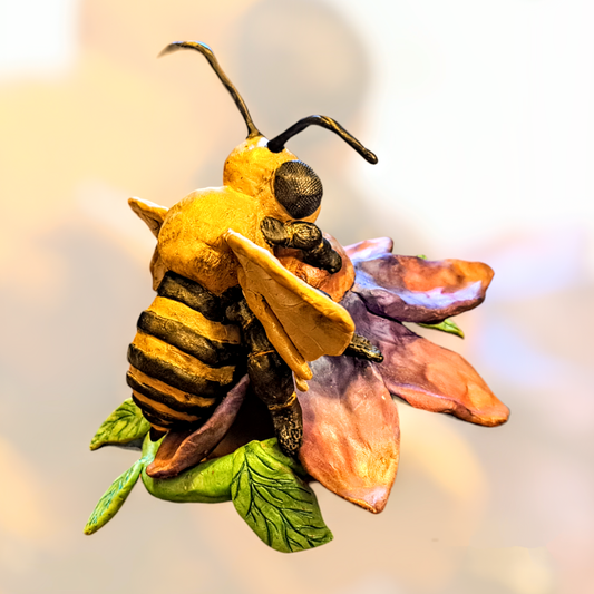 Honey Bee on Flower Sculpture