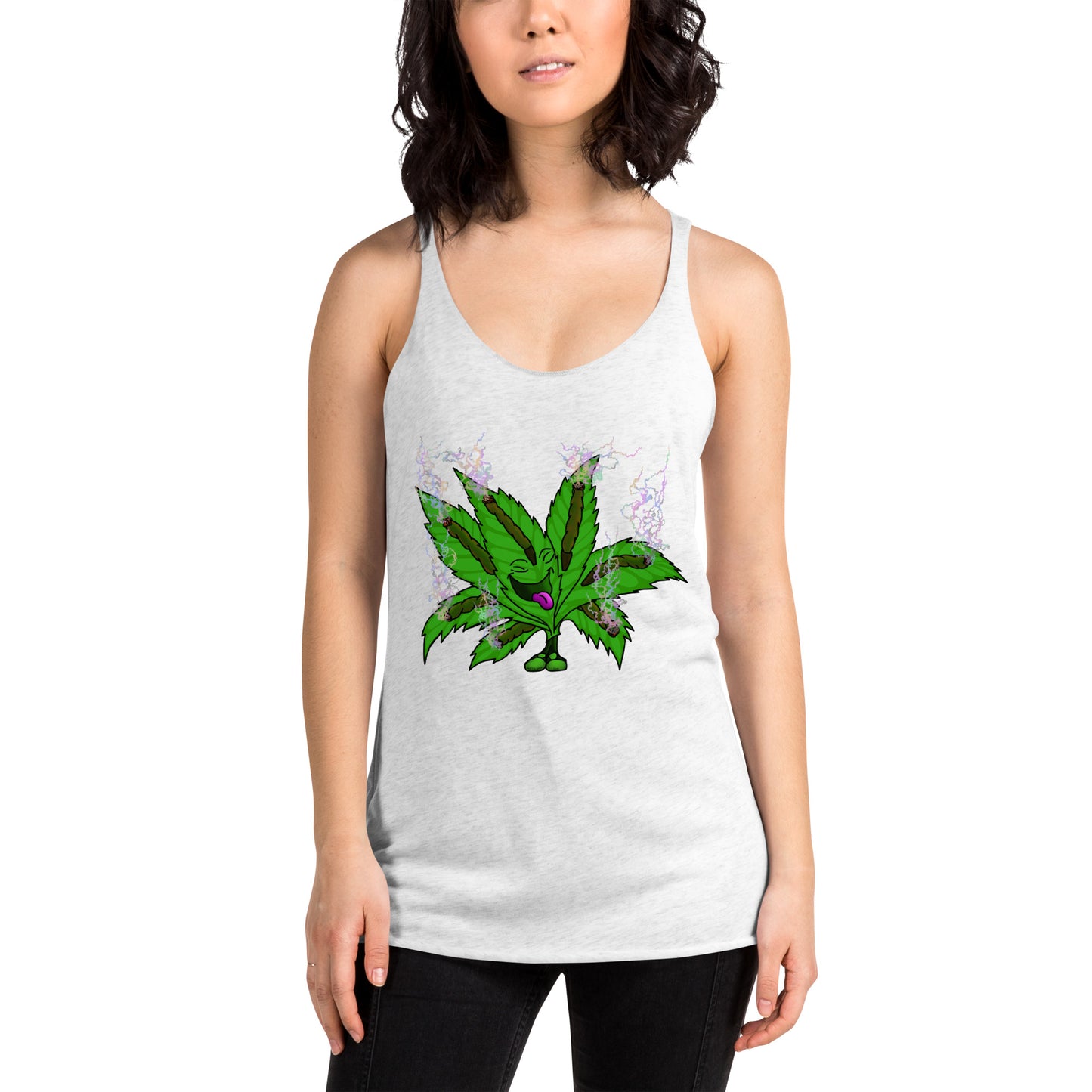 Happy pot leaf Women's Racerback Tank