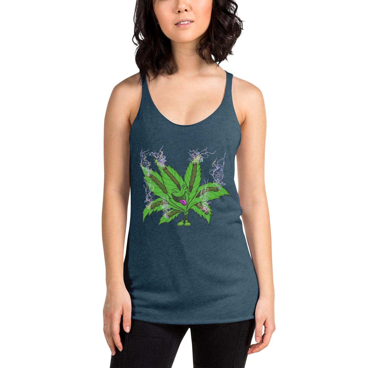 Happy pot leaf Women's Racerback Tank