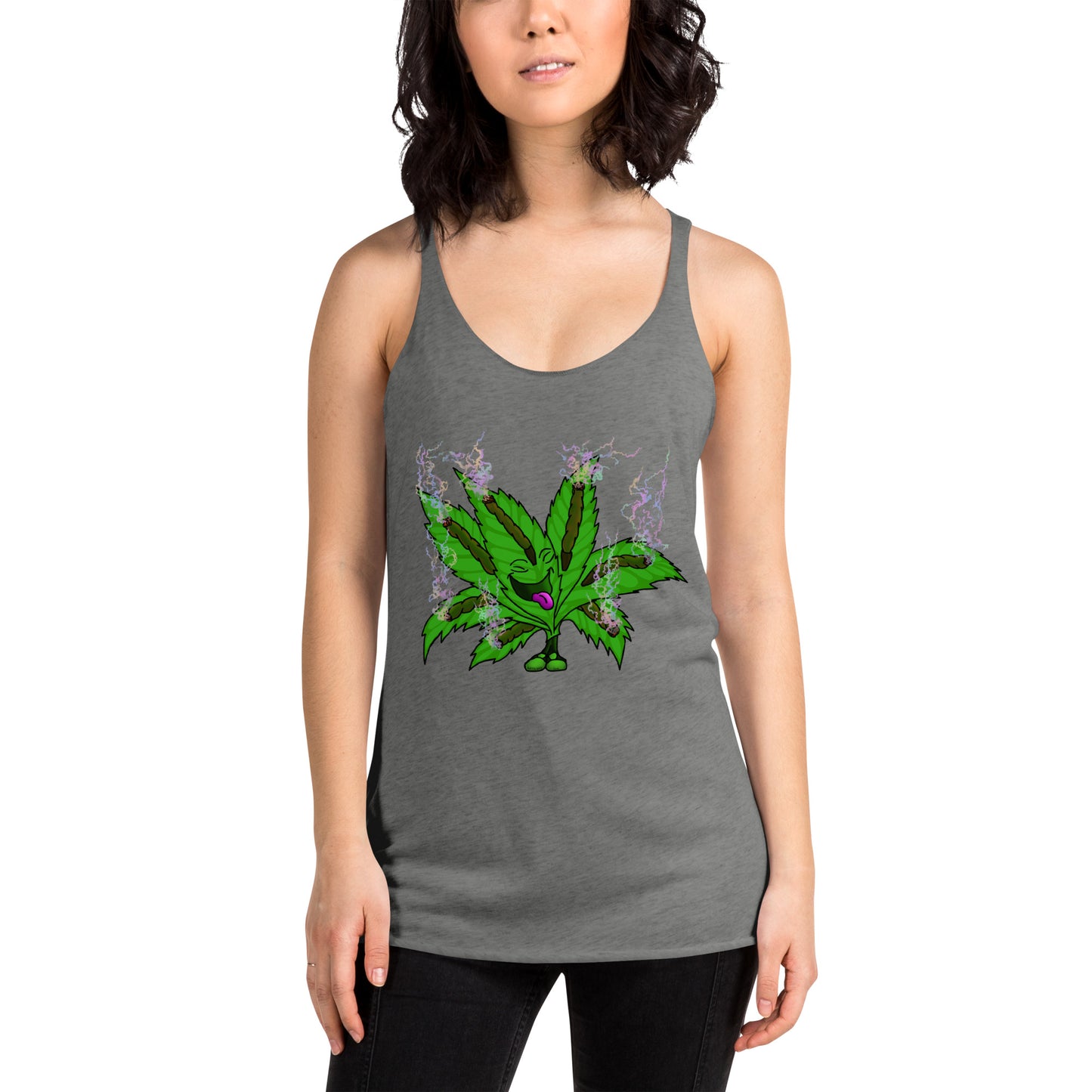 Happy pot leaf Women's Racerback Tank