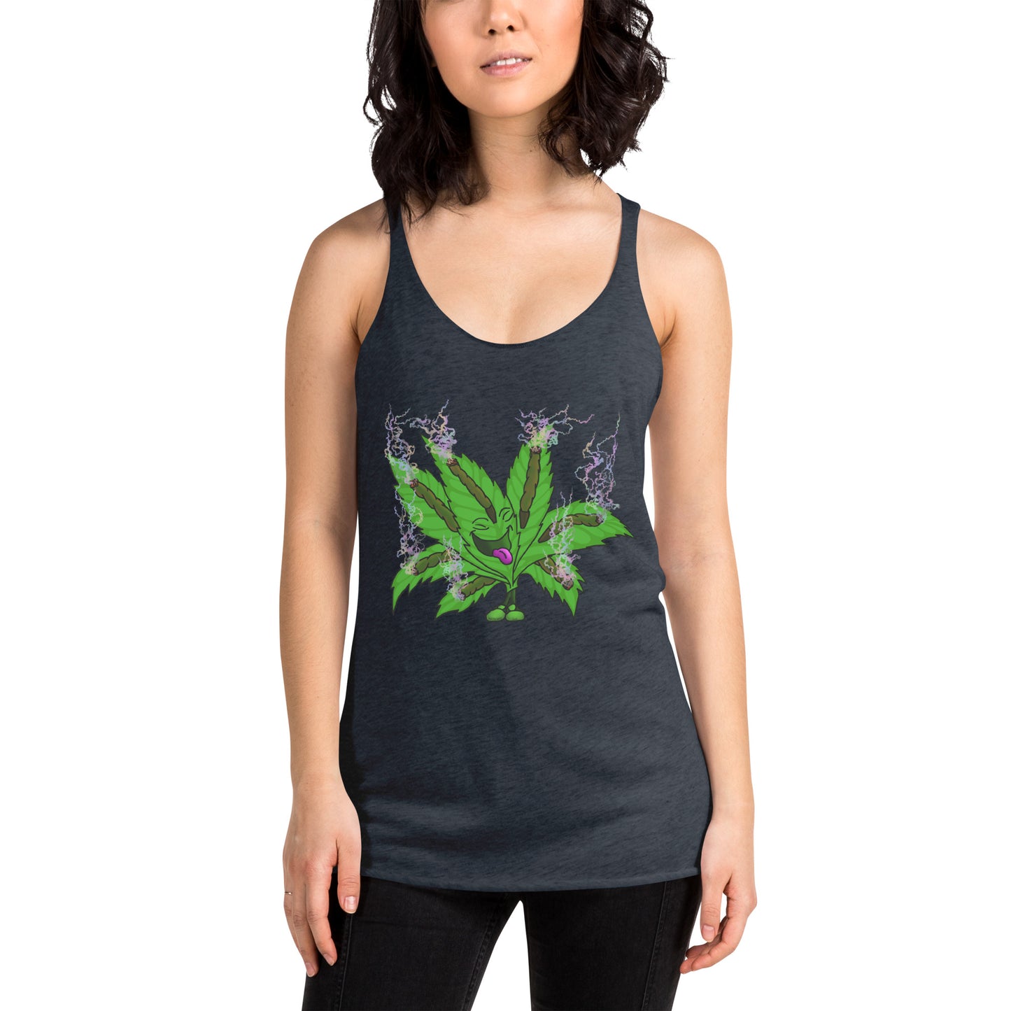 Happy pot leaf Women's Racerback Tank